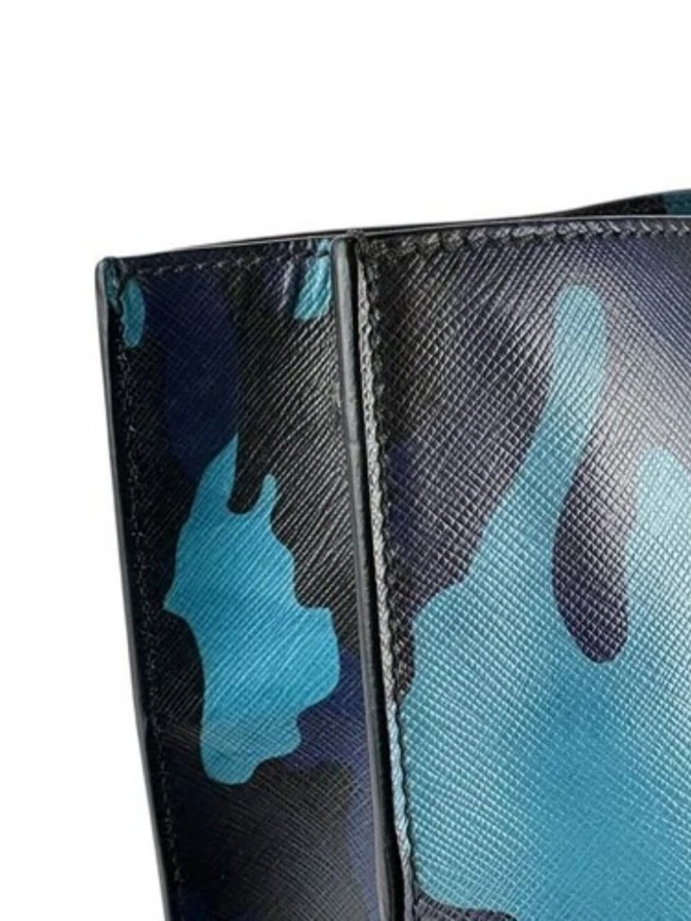 Auth PRADA Camouflage Shoulder Bag Handbag Blue/Navy Leather/Silvertone - z7341 - Picture 6 of 13